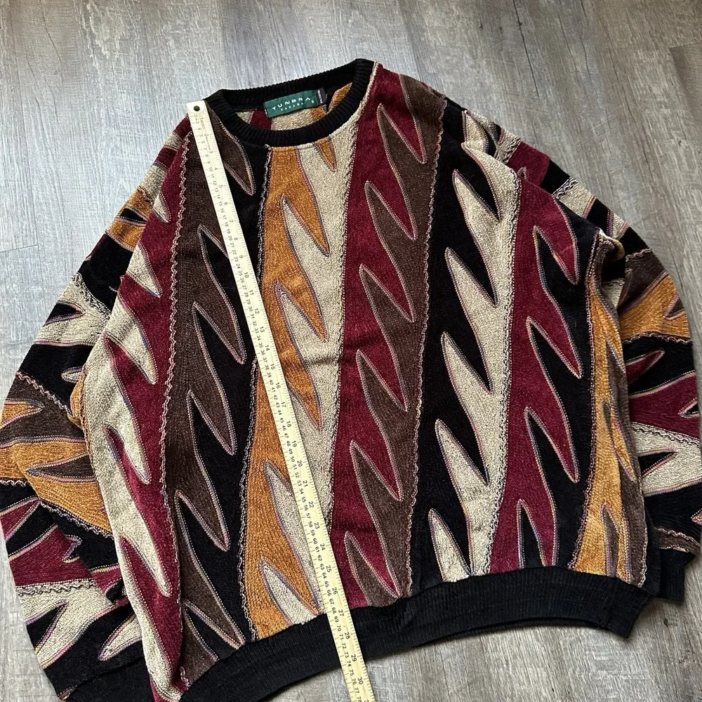 Norm Thompson Tundra Vintage‎ 3D Knit Sweater XXL Abstract Coogi Style